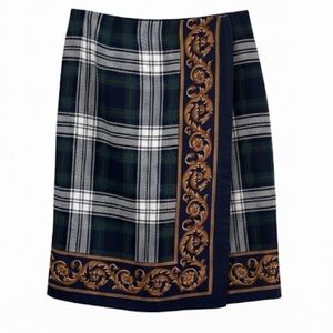 Brooks Brothers Tartan Plaid Wrap Style Skirt with Baroque Trim Size 4 EUC!